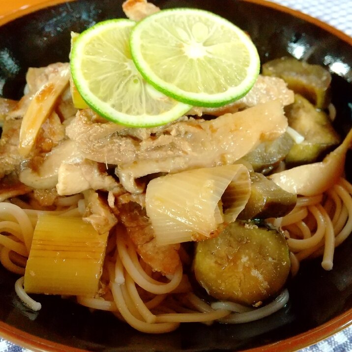 豚肉と野菜の冷やあつ素麺